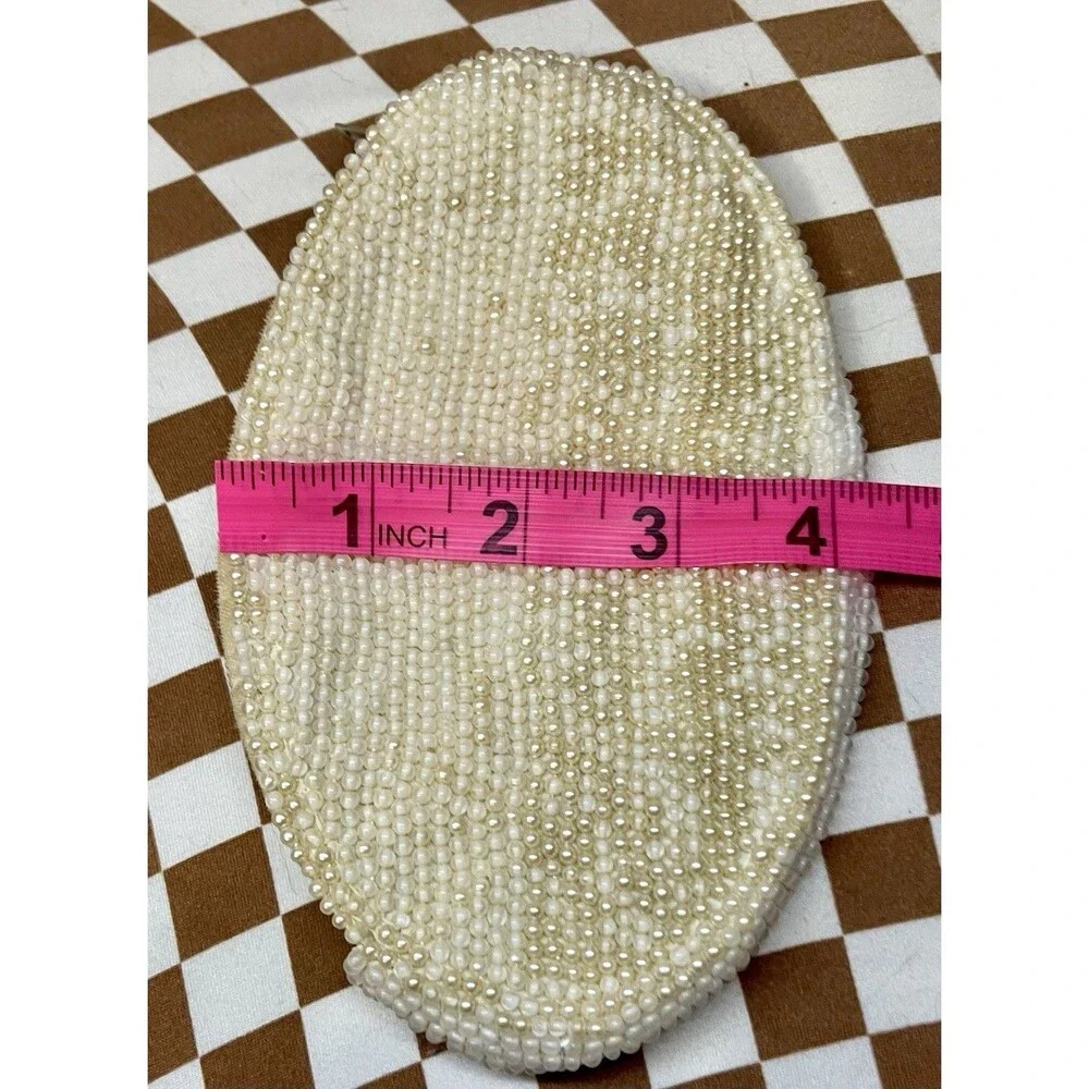 Vintage 1950's Reina Oval Pearl Beaded Evening Bag 7